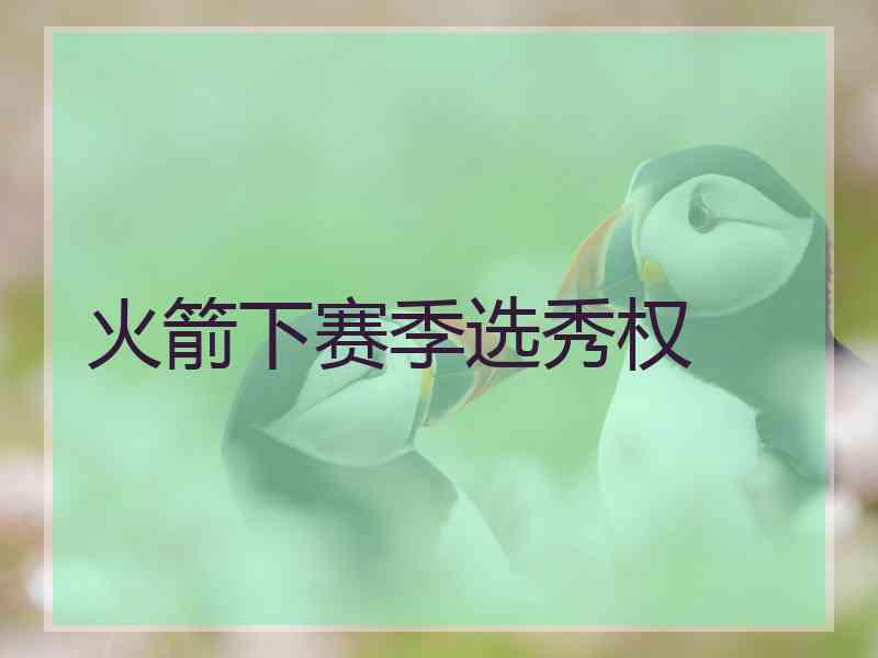 火箭下赛季选秀权 火箭下赛季选秀权