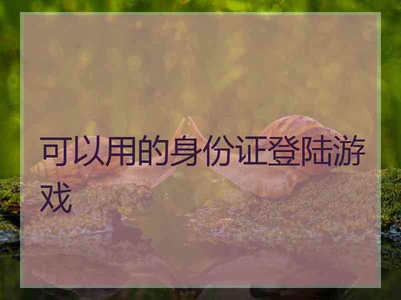 可以用的身份证登陆游戏