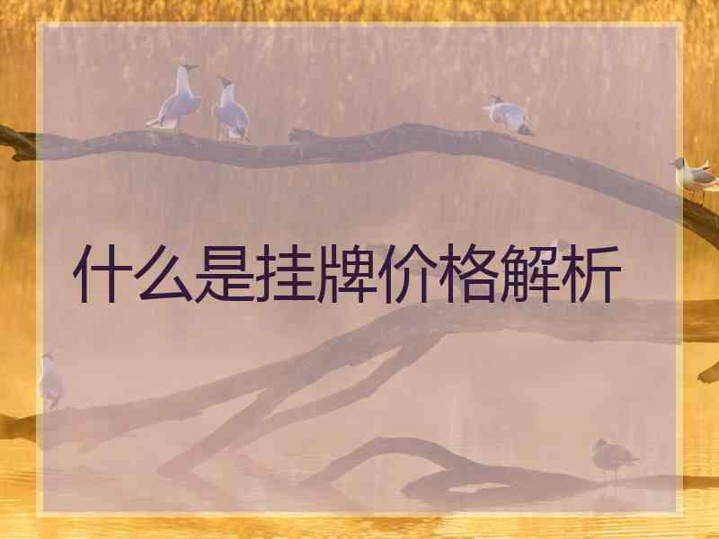 什么是挂牌价格解析