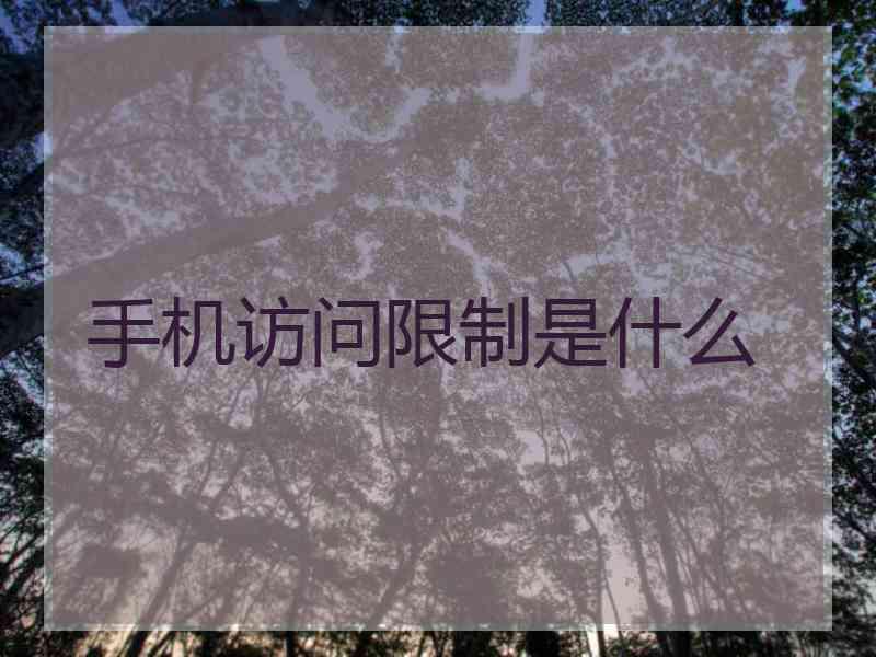 手机访问限制是什么