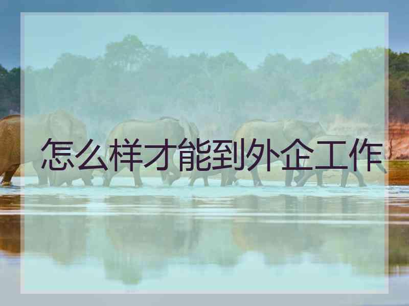 怎么样才能到外企工作