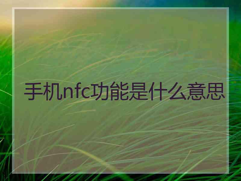 手机nfc功能是什么意思