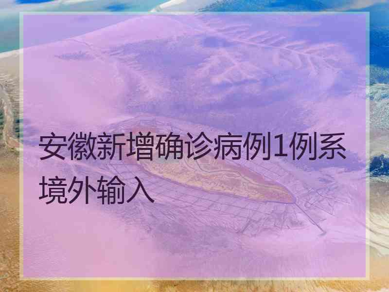 安徽新增确诊病例1例系境外输入