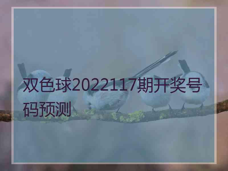 双色球2022117期开奖号码预测