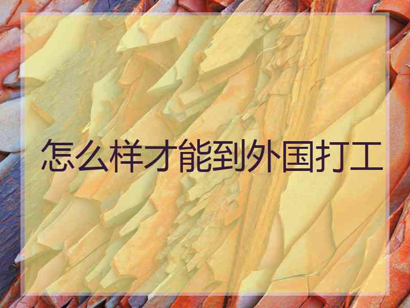怎么样才能到外国打工