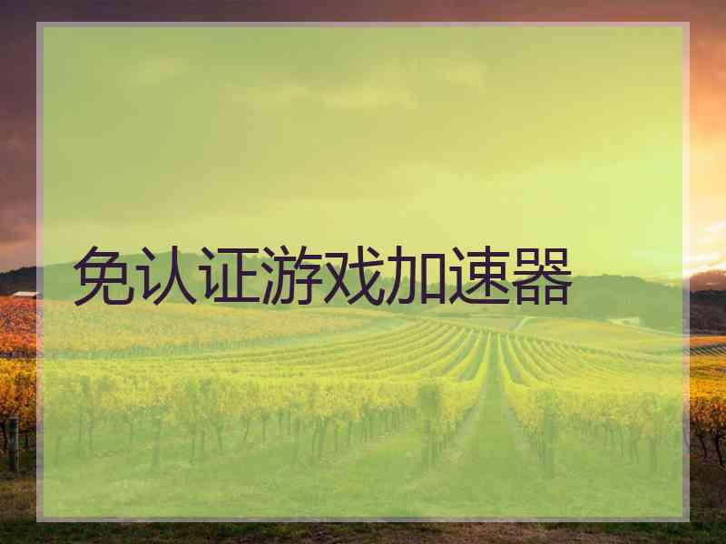免认证游戏加速器