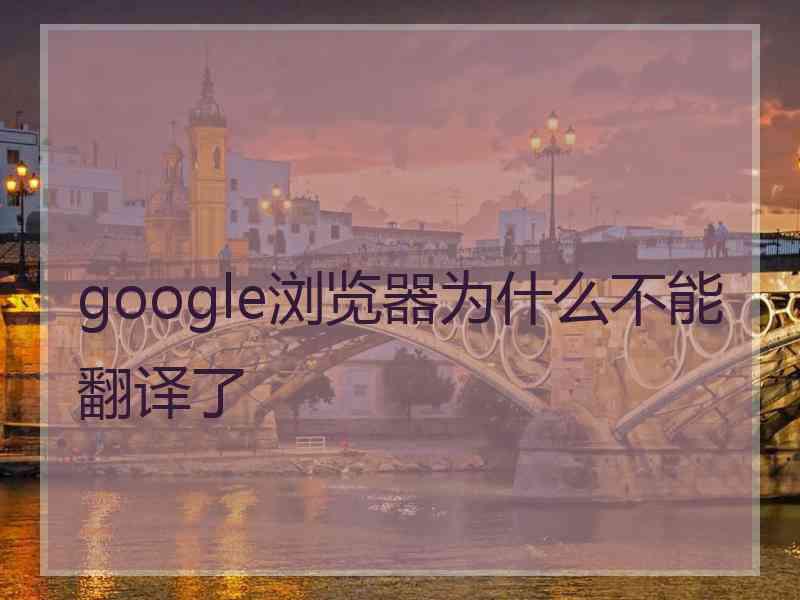 google浏览器为什么不能翻译了