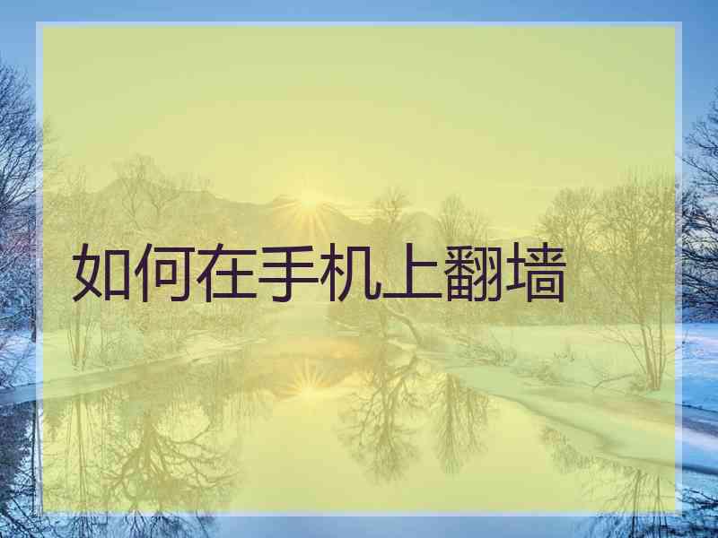 如何在手机上翻墙