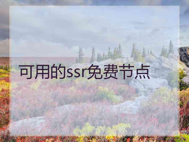 可用的ssr免费节点