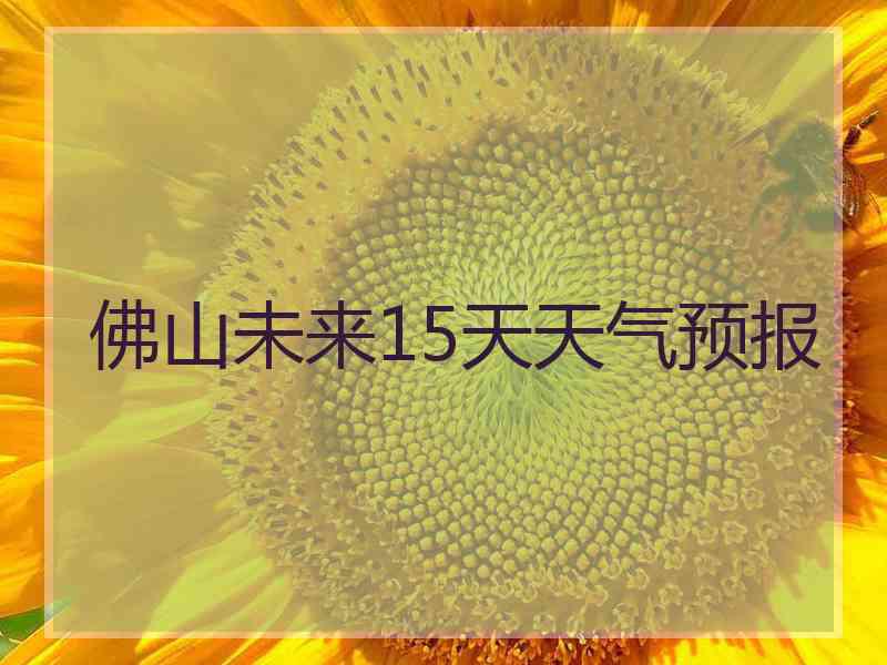 佛山未来15天天气预报
