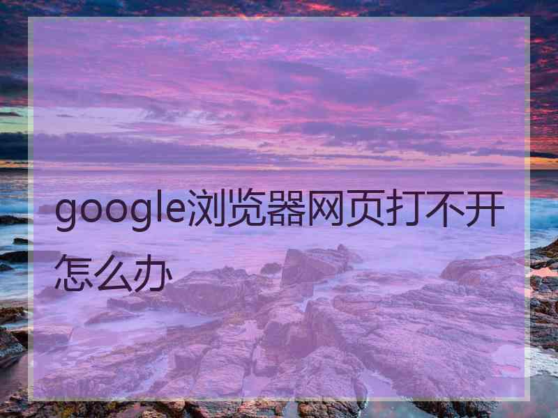 google浏览器网页打不开怎么办