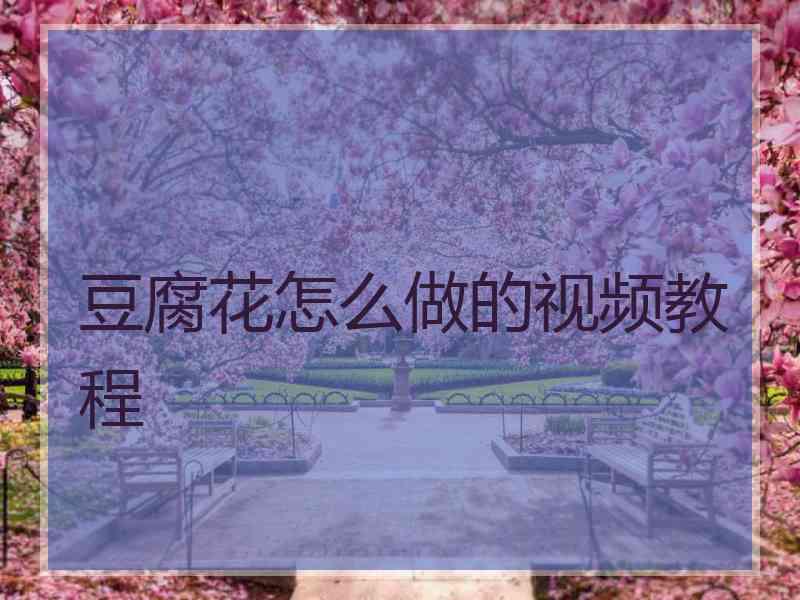 豆腐花怎么做的视频教程