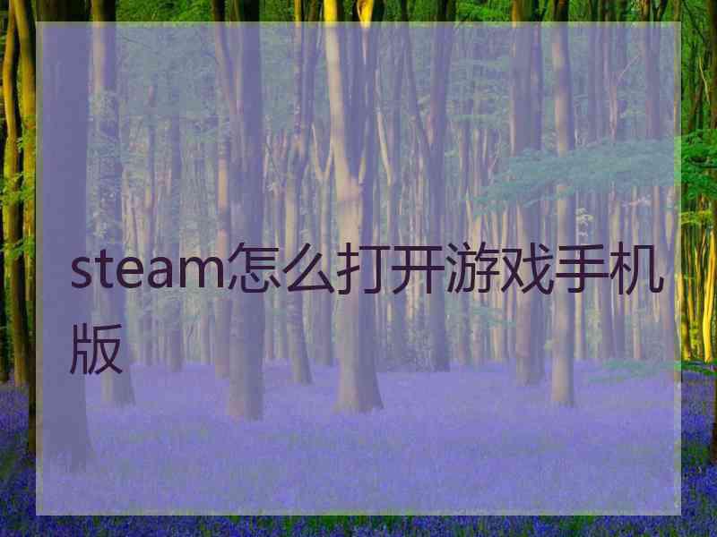 steam怎么打开游戏手机版