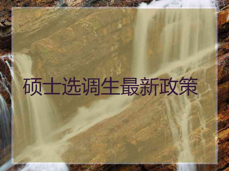 硕士选调生最新政策