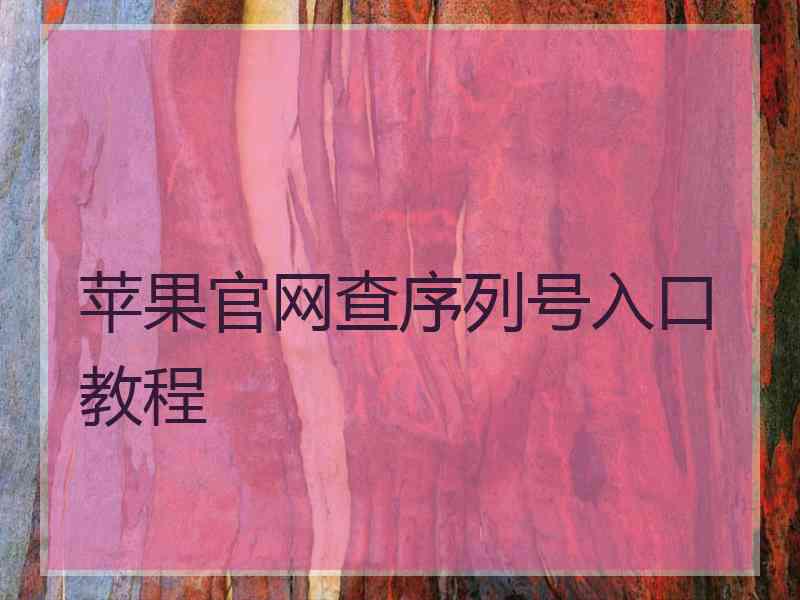 苹果官网查序列号入口教程