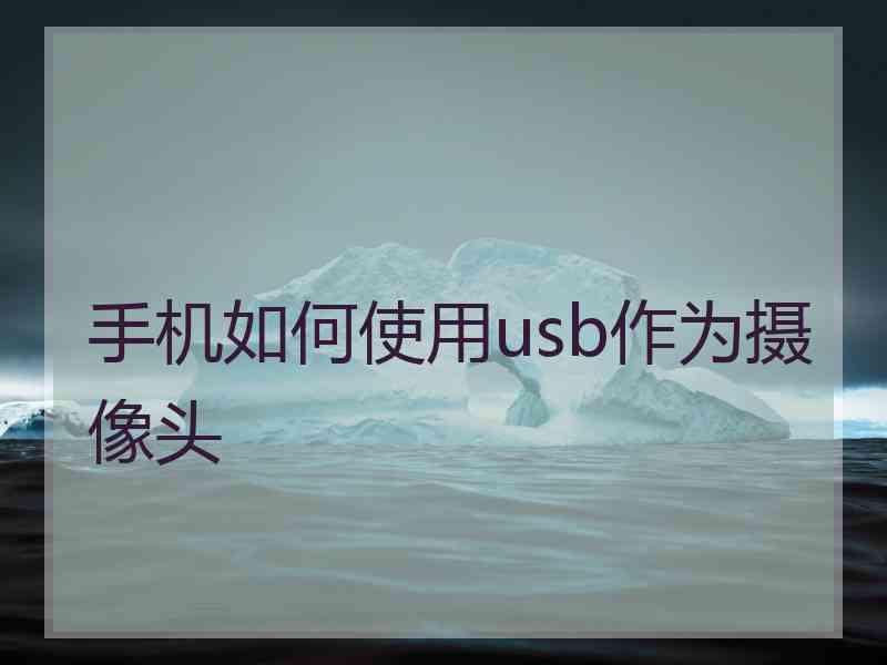 手机如何使用usb作为摄像头