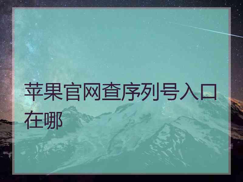 苹果官网查序列号入口在哪
