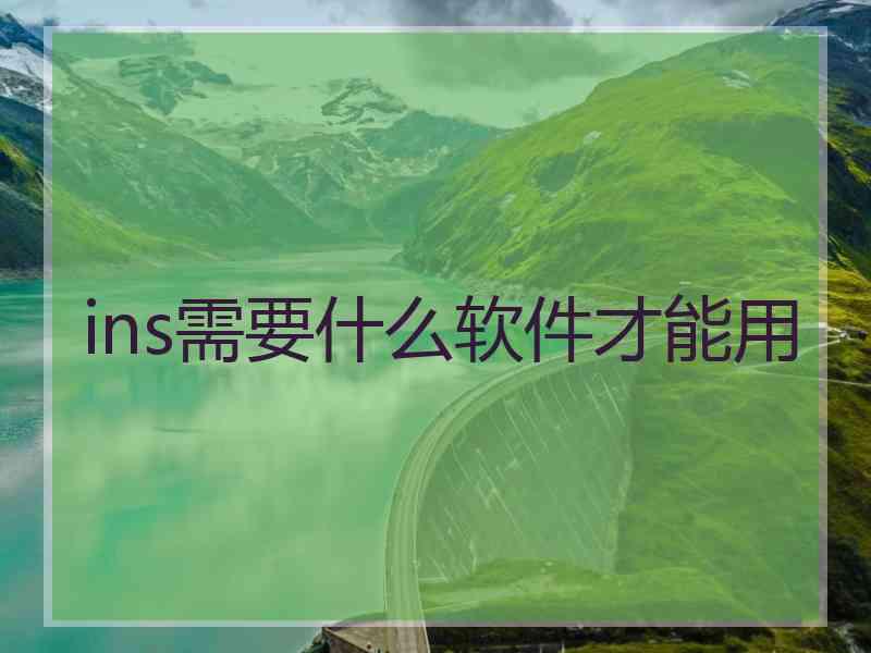 ins需要什么软件才能用