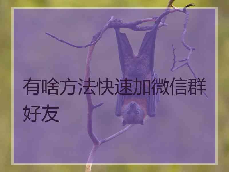 有啥方法快速加微信群好友
